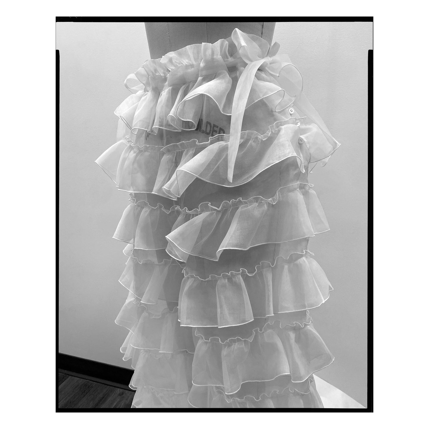 White Organdy Tie Waist Ruffled Pant