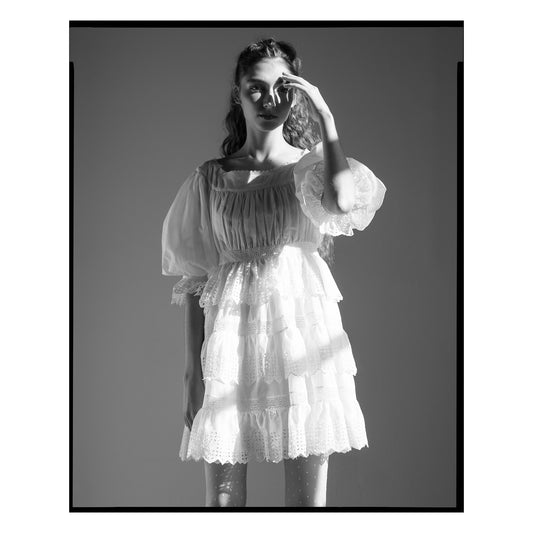 Ivory Broderie Anglaise Mini Tiered Dress