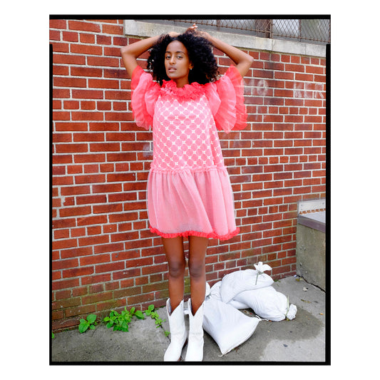 Embellished Pink & Red Tulle Pierrot Dress