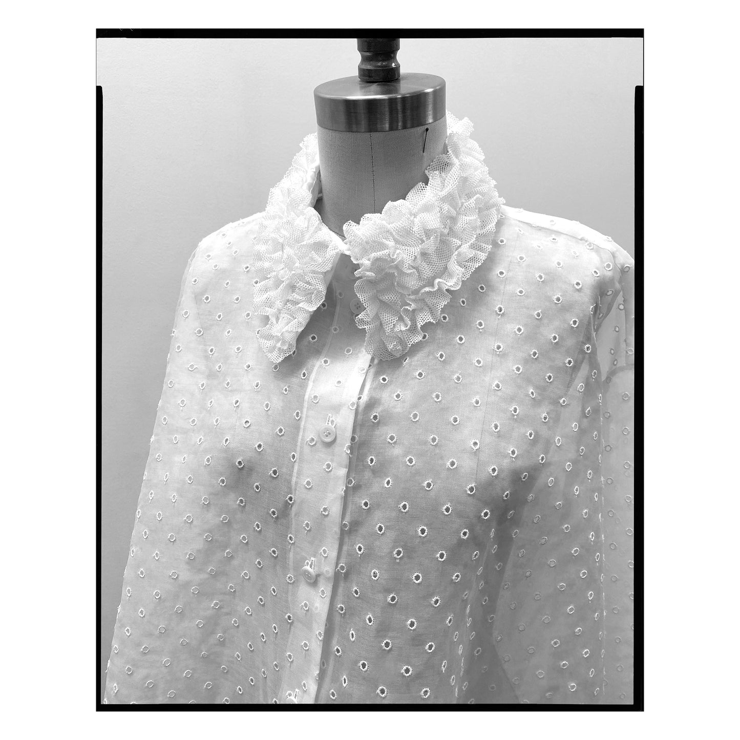 White San Gallo Organdy Trapeze Shirt