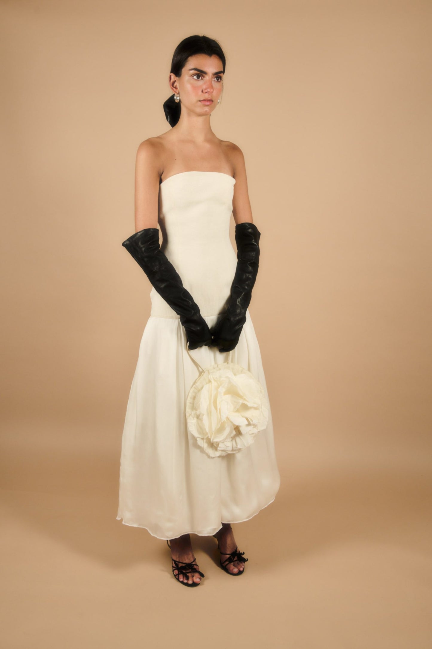 The Crown off-shoulder linen and silk wedding dress by Théoro