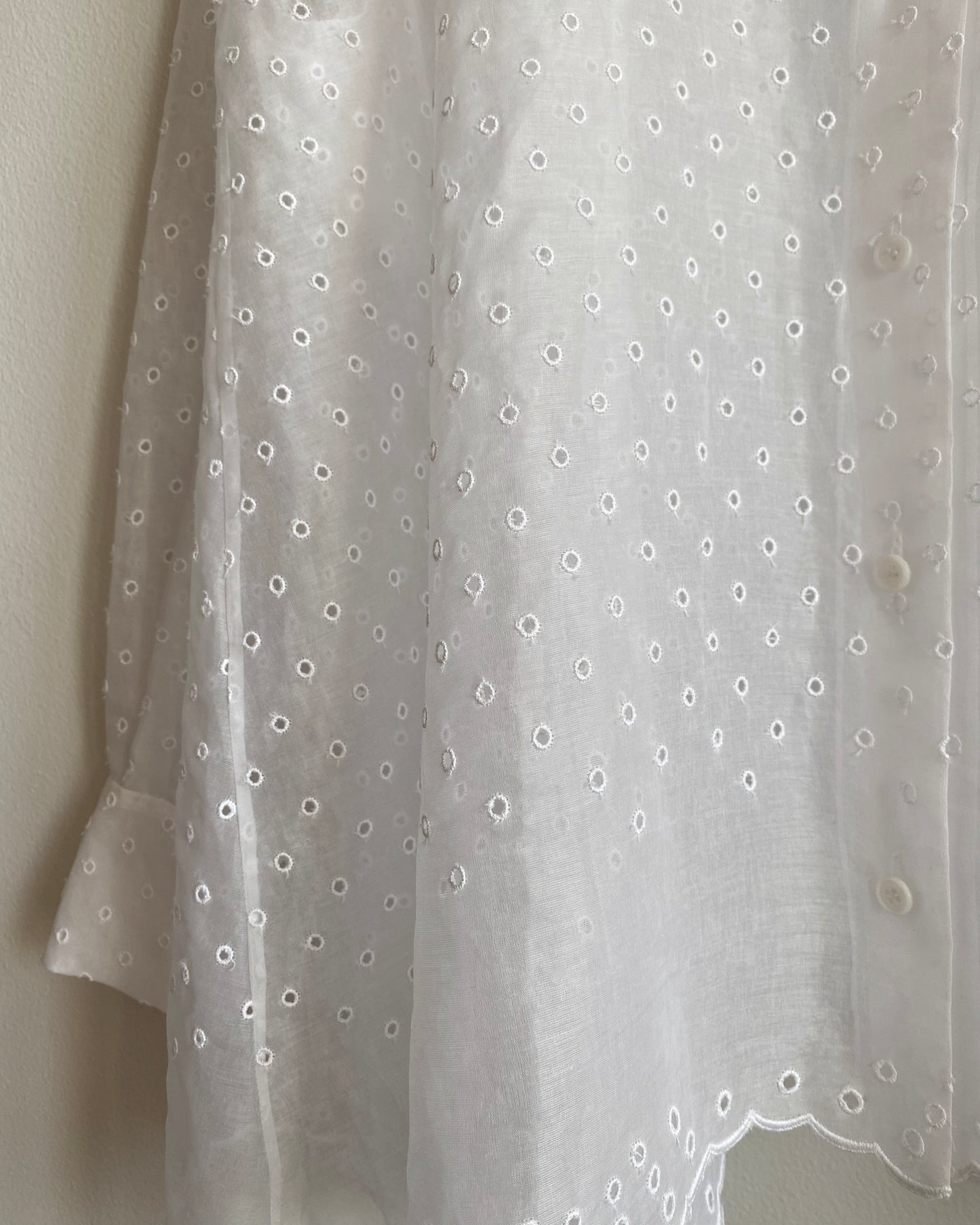 White San Gallo Organdy Trapeze Shirt