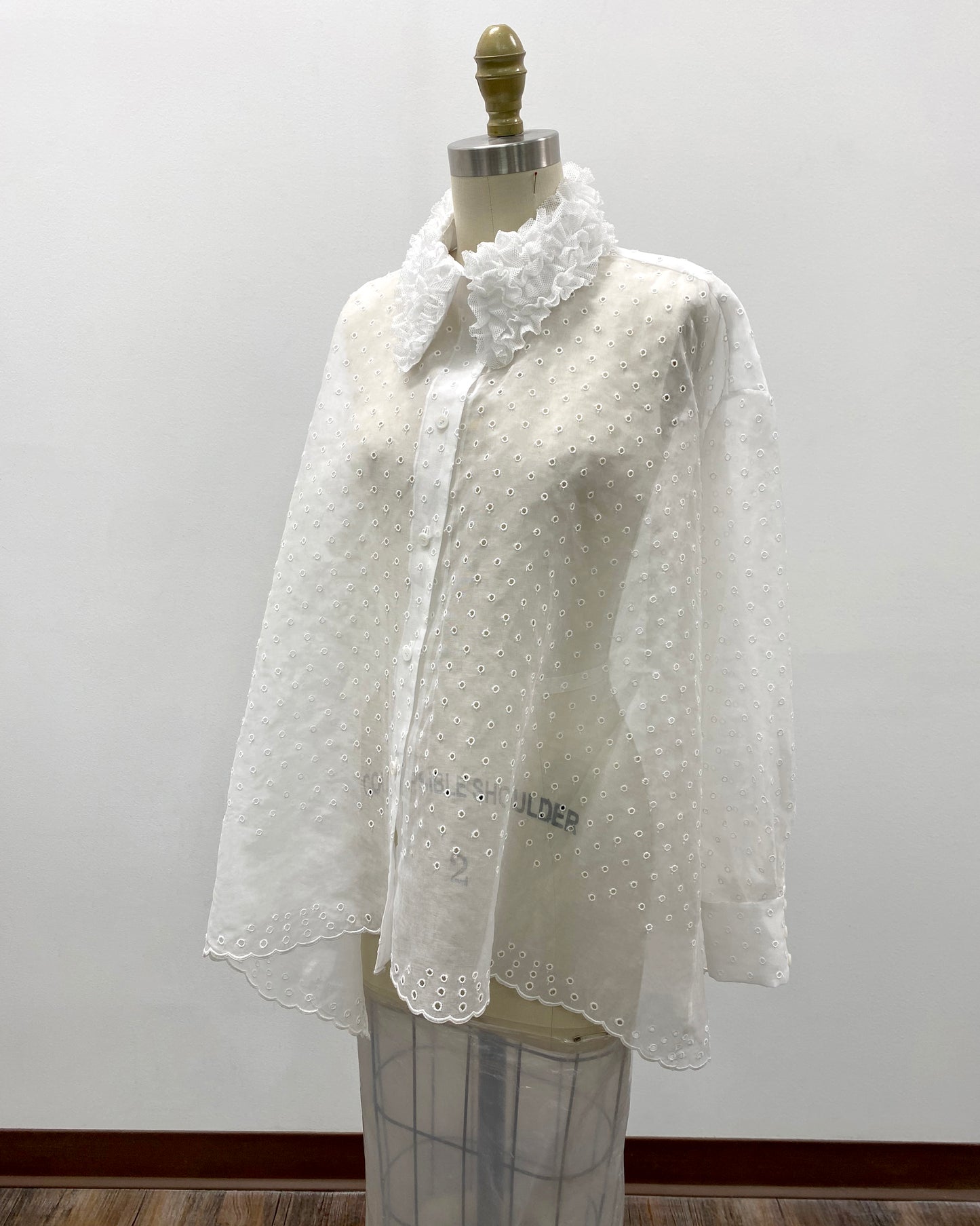 White San Gallo Organdy Trapeze Shirt