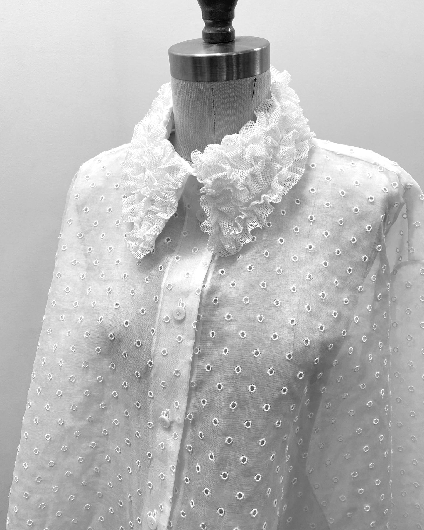 White San Gallo Organdy Trapeze Shirt