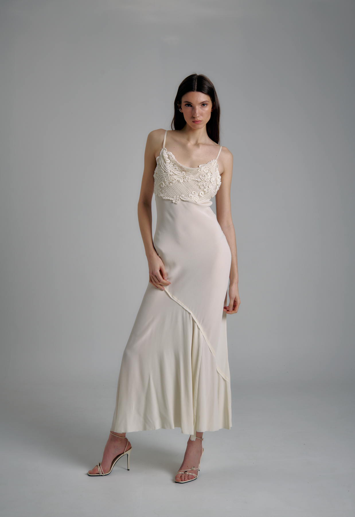 Cornelia off-white silk crêpe de Chine slip wedding dress by Théoro