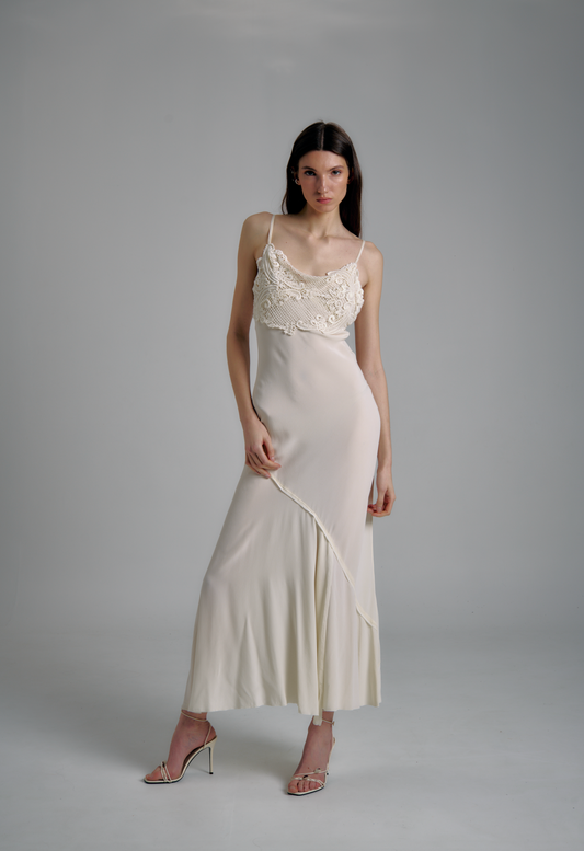 Cornelia off-white silk crêpe de Chine slip wedding dress by Théoro